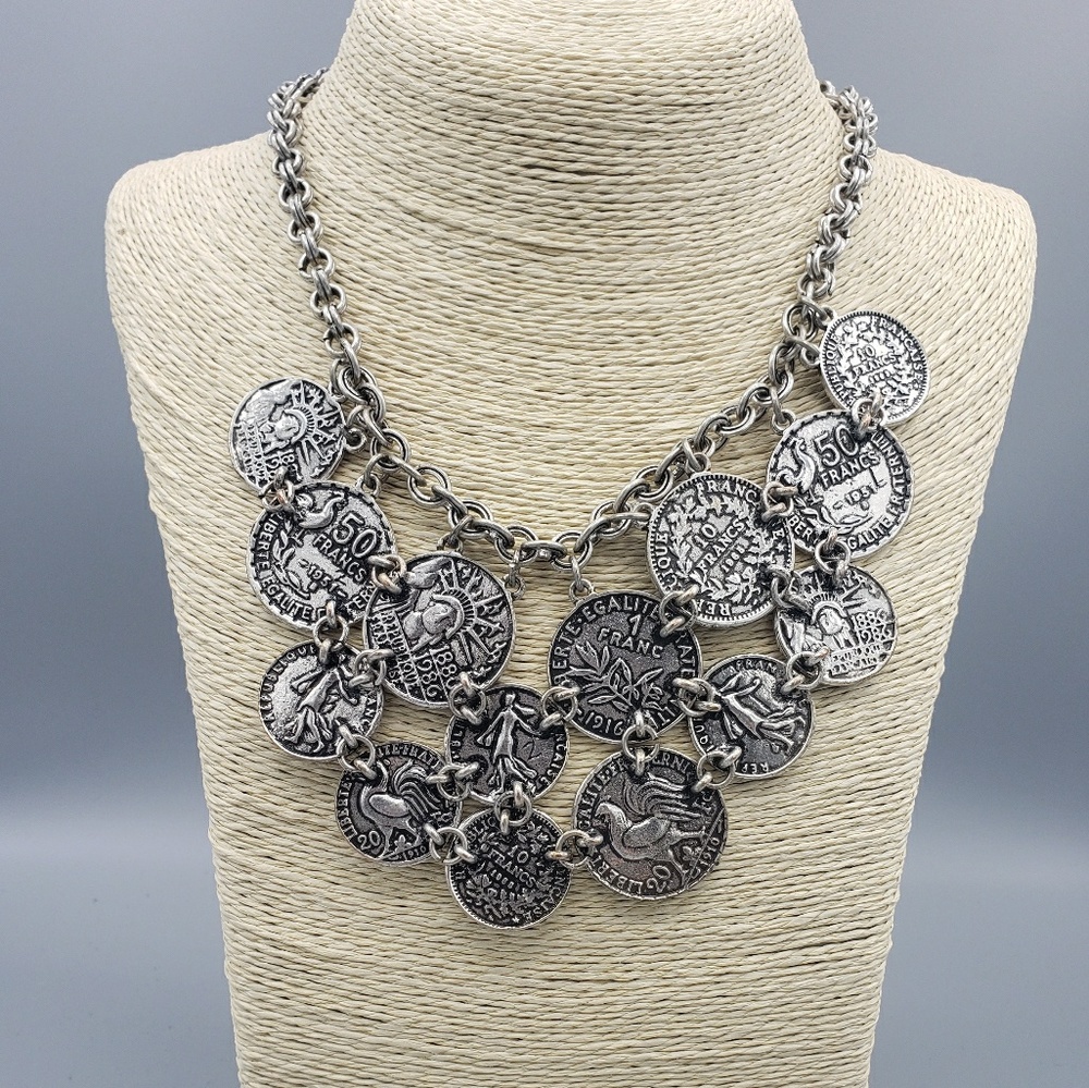 Sweet Lola Coin Bib Statement Necklace